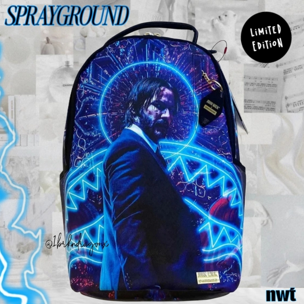 Sprayground Limuted Edition Neon John Wick Backpack Unisex Laptop Sleeve